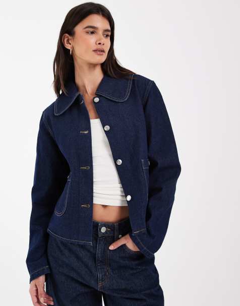 Nur kastige Jeansjacke in dunkelblauer Rinse-Waschung - view 1
