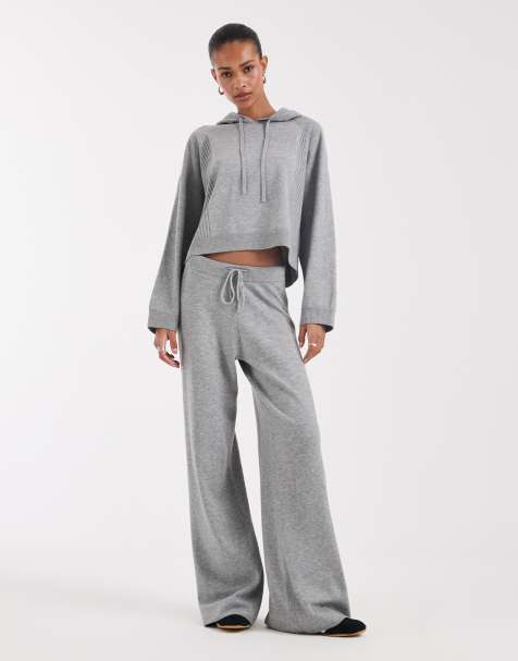 Nur weiter geschnittene Strickhose als Kombiteil in Mittelgrau - view 1