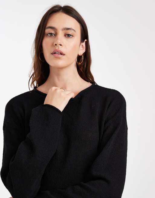 Nur weiter, locker geschnittener Pullover mit weitem Ausschnitt in Schwarz, 3 von 4