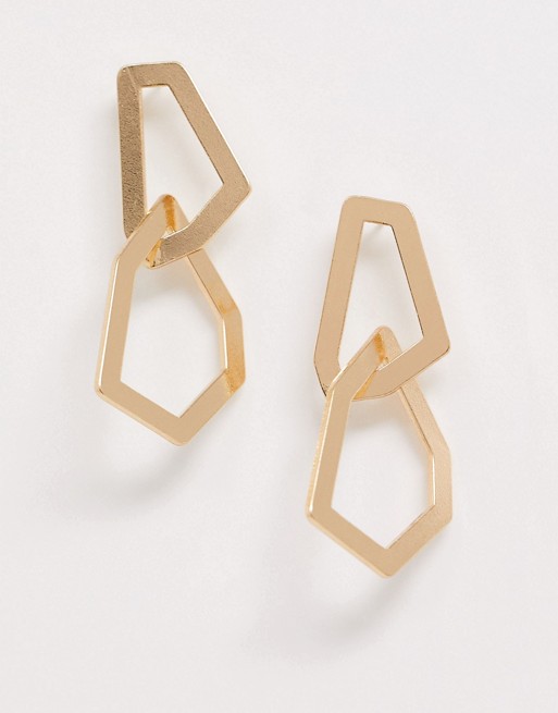 Nylon abstract gold earrings