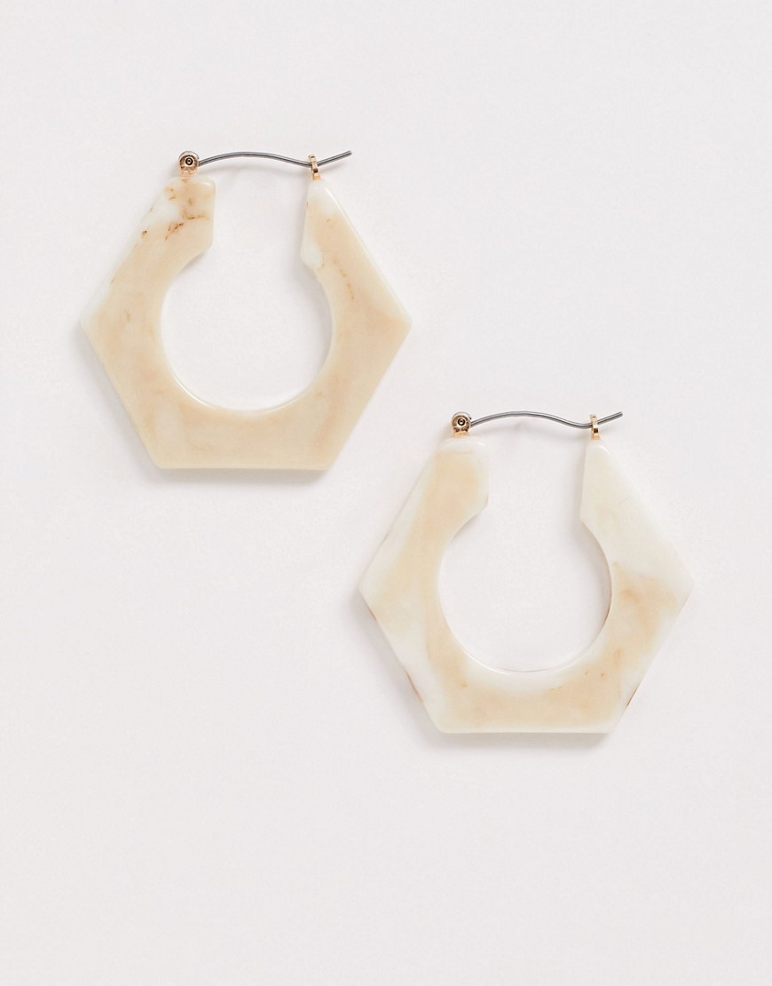 Nylon geometric marble earrings-Cream