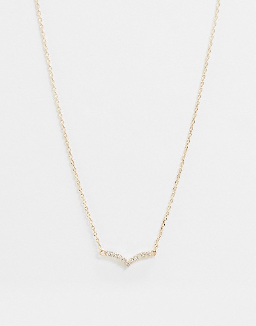 Nylon Gold Diamonte Pendant Necklace