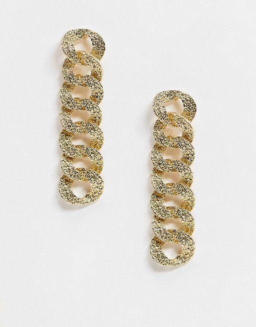 Nylon gold link chain earrings