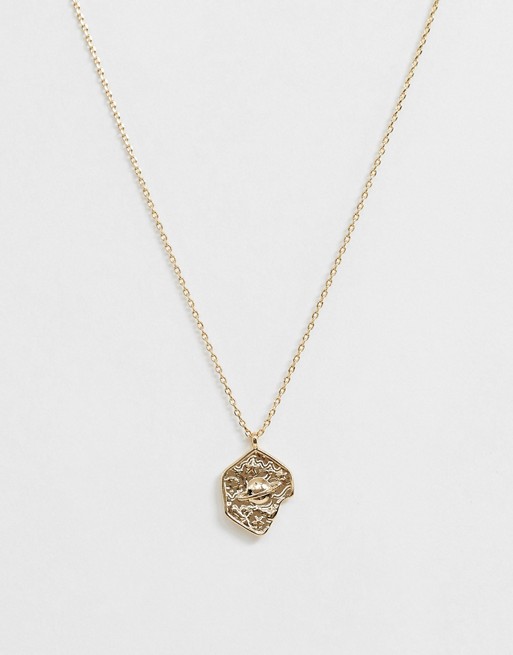 Nylon gold pendant necklace