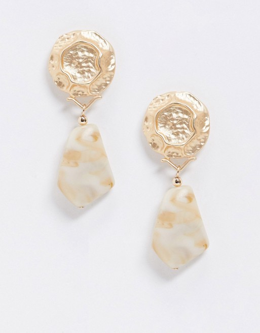 Nylon Gold Stone Drop Earrings
