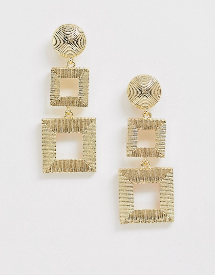 Nylon - Gouden vierkante oorbellen met hanger