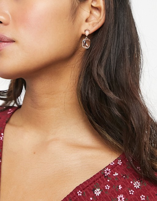 Nylon jewel drop earrings in gold and purple