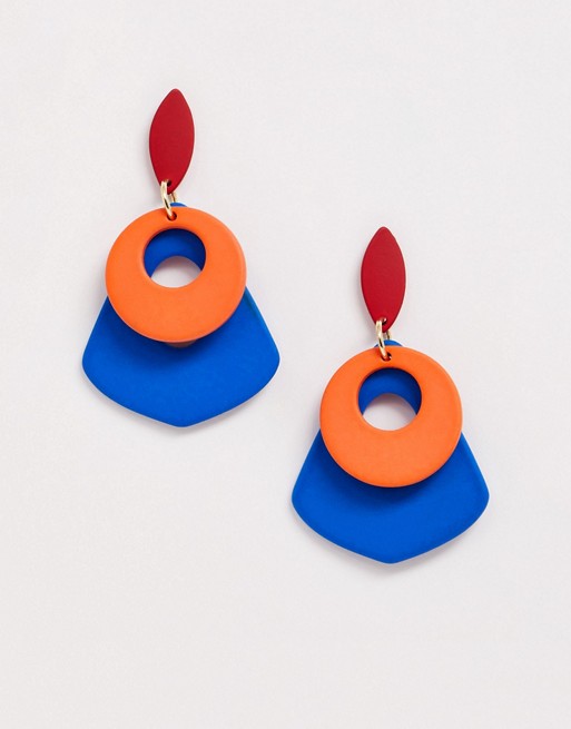 Nylon matte multi coloured abstract earrings