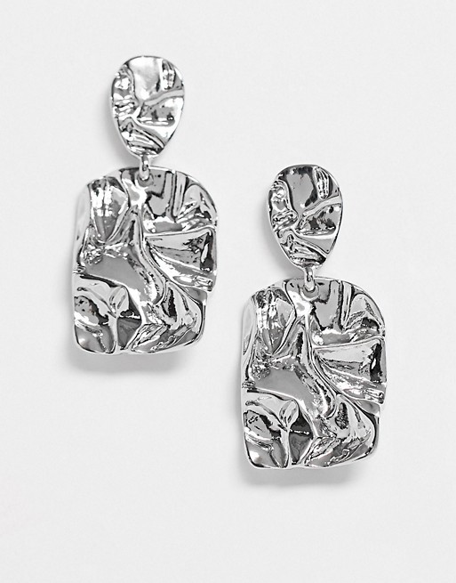 Nylon molten silver earrings