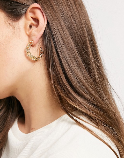 Nylon rope hoop earrings in gold