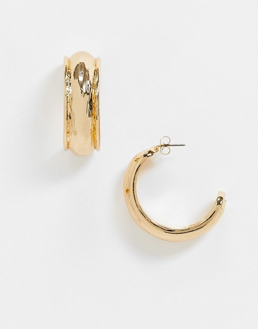 Nylon semi hoop earrings in gold