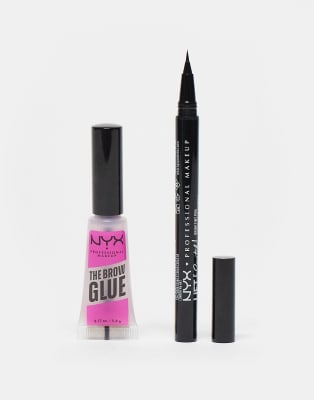 NYX Professional Makeup NYX Professional Makeup Brow Glue Clear & Lift And Snatch Brow Tint Pen Bundle- Ash Brown