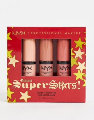 NYX Professional Makeup Gimme Super Stars! Butter Gloss Lip Trio Gift Set - Light Nude