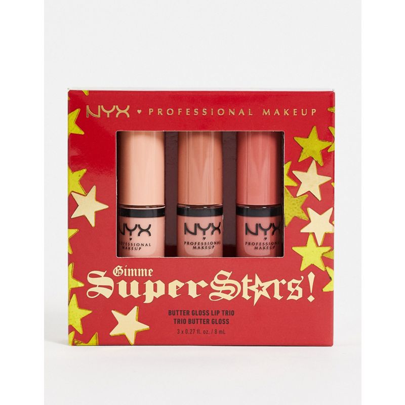 Idee Regalo da Donna Donna NYX Professional Makeup - Gimme Super Stars  - Set regalo da tre lucidalabbra - Light Nude