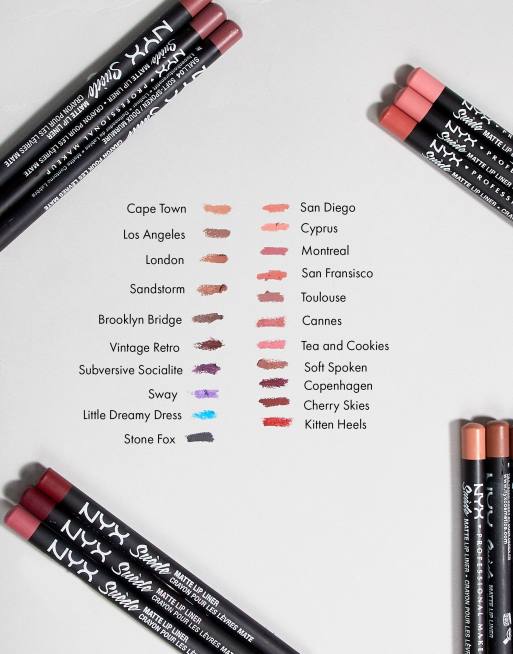 nyx lip liner swatches