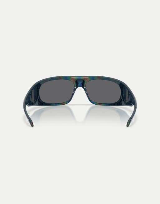 Oakley Belleville Polaris Collection occhiali da sole rettangolari con lenti nere specchiate in Abyss Spacedust, 2 di 4
