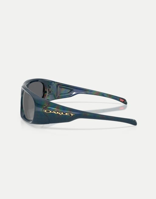 Oakley Belleville Polaris Collection occhiali da sole rettangolari con lenti nere specchiate in Abyss Spacedust, 4 di 4