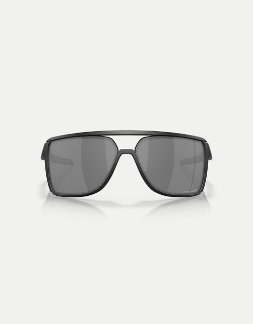 Oakley - Castel - Lunettes de soleil rectangulaires à verres miroir gris polarisés - Noir mat, 3 de 4