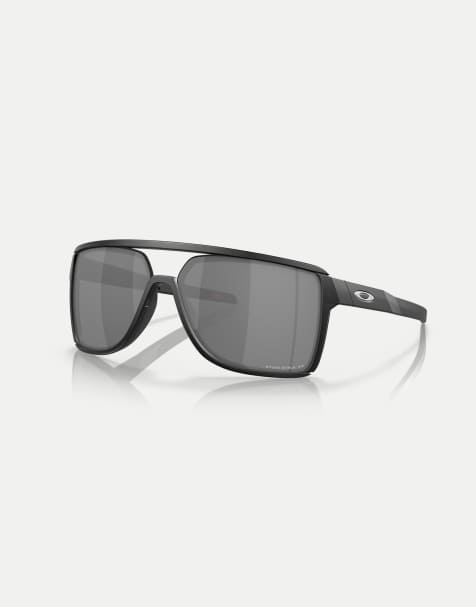 Oakley - Castel - Occhiali da sole rettangolari color nero inchiostro con lenti polarizzate grigie a specchio - view 1