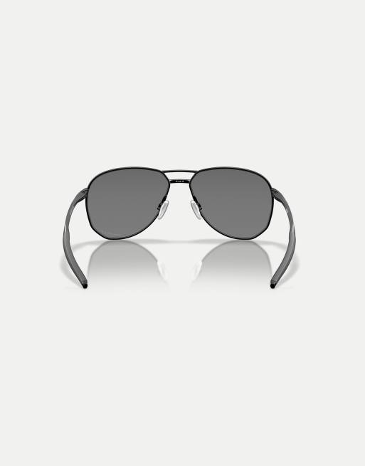 Oakley - Contrail - Occhiali da sole ovali nero opaco con lenti polarizzate grigie a specchio, 4 di 4