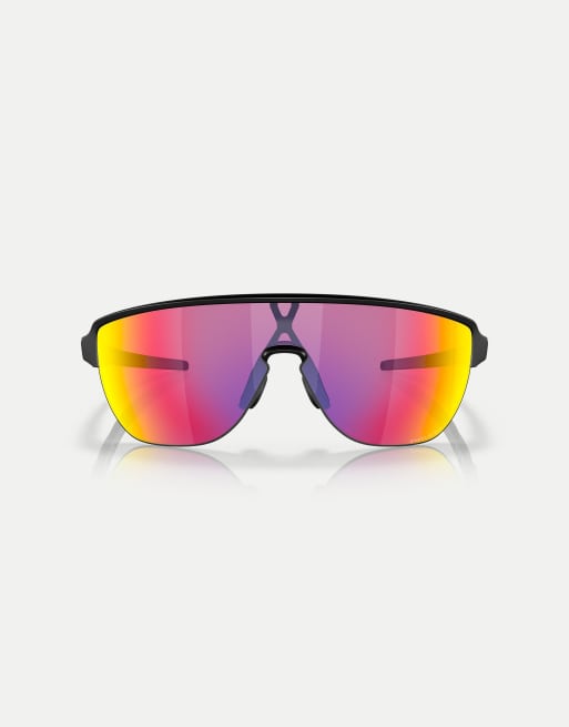 Oakley – Corridor – Shield-Sonnenbrille in Mattschwarz mit verspiegelten lila Gläsern