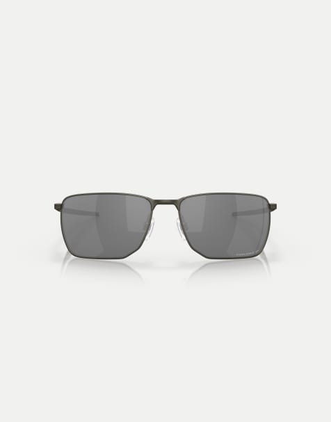 Oakley Ejector rectangle polarised sunglasses with black mirrored lens in carbon - view 1