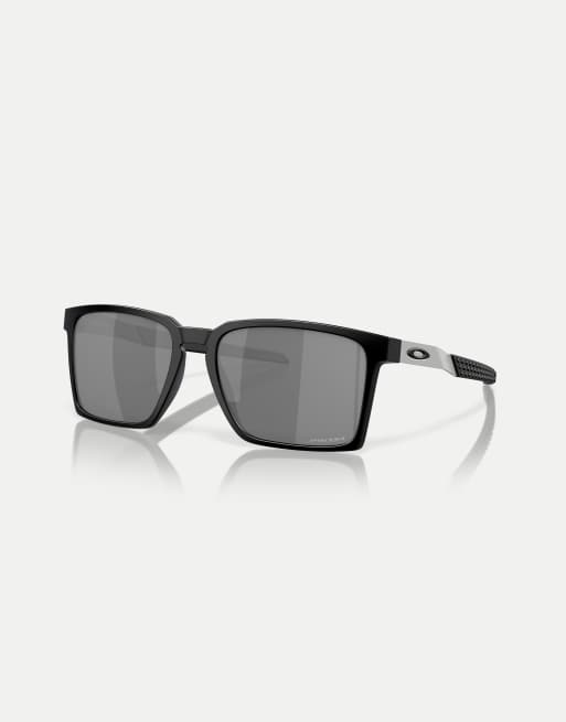 Oakley – Exchange Sun – Rechteckige Sonnenbrille in Satinschwarz mit schwarz verspiegelten Gläsern, 3 von 3