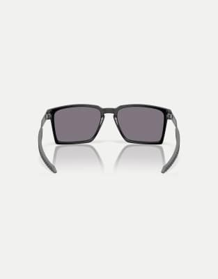 Oakley Exchange sun rectangle polarised sunglasses with grey lens in satin black