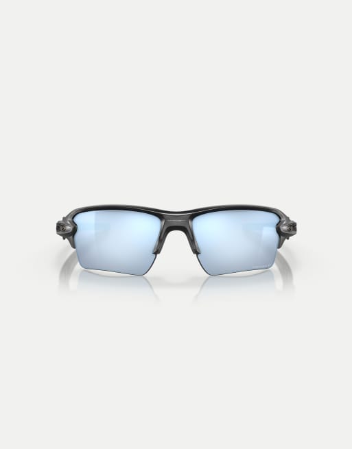 Oakley - Flak® 2.0 - Gafas de sol negro mate rectangulares extragrandes con lentes azules efecto espejo polarizadas, 2 de 3