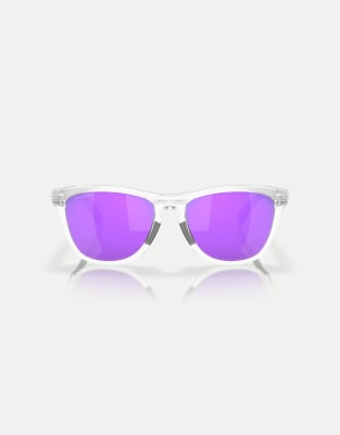 Oakley Frogskins range round sunglasses with violet mirrored lens in matte clear