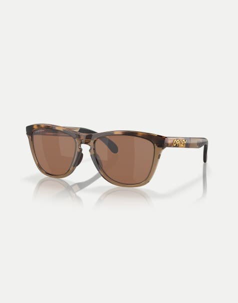 Oakley frogskins™ range square polarised sunglasses in brown with brown mirrored lens in brown tortoise/brown smoke - view 1