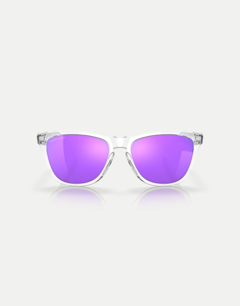 Oakley Frogskins™ square sunglasses with violet mirrored lens in polished clear - view 1