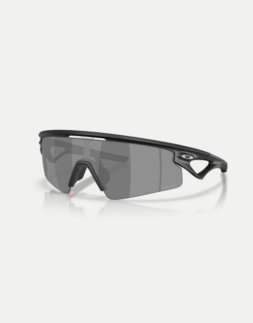 Oakley - Gafas de sol negro mate rectangulares con lentes negras efecto espejo Sphaera™ Strike, 2 de 4