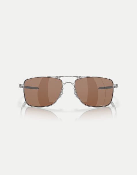 Oakley Gauge 8 gafas de sol rectangulares polarizadas con lente espejada marrón en cromado pulido - view 1