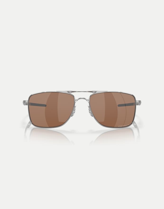 Oakley Gauge 8 gafas de sol rectangulares polarizadas con lente espejada marrón en cromado pulido