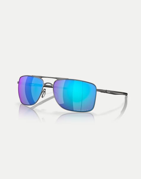 Oakley - Gauge 8 - Occhiali da sole rettangolari color canna di fucile opaco con lenti blu a specchio - view 1