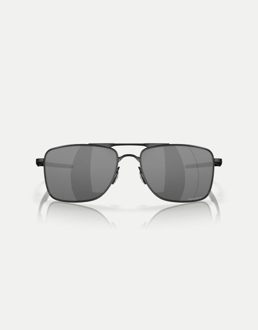 Oakley Gauge 8 rectangle polarised sunglasses with black mirrored lens in matte black, 2 of 3