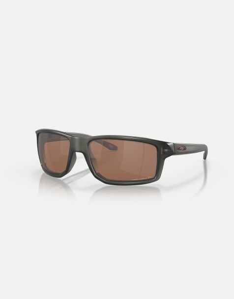 Oakley gibston rectangle polarised sunglasses in grey with brown mirrored lens in matte grey smoke - view 1