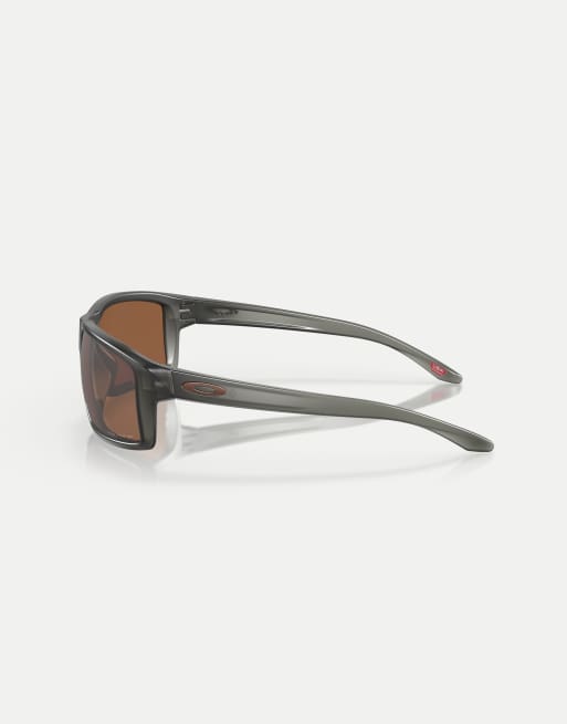 Oakley gibston rectangle polarised sunglasses in grey with brown mirrored lens in matte grey smoke, 4 of 4