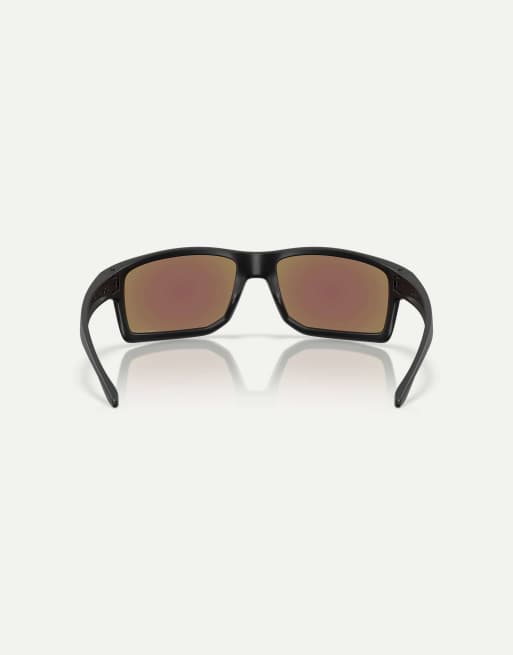 Oakley Gibston XL occhiali da sole rettangolari con lenti specchiate blu in nero opaco, 2 di 4