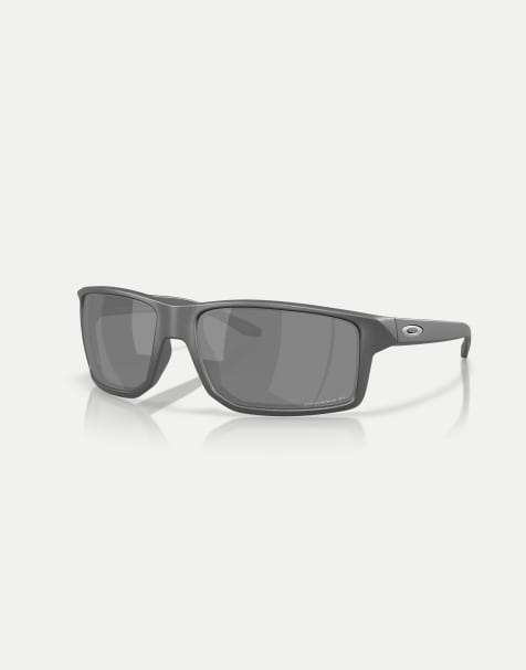 Oakley - Gibston XL - Occhiali da sole rettangolari in acciaio con lenti nere specchiate polarizzate - view 1