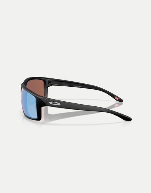 Oakley - Gibston XL - Occhiali da sole rettangolari nero opaco con lenti blu specchiate polarizzate, 2 di 3