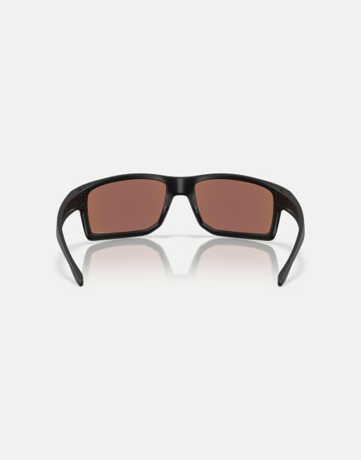 Oakley - Gibston XL - Occhiali da sole rettangolari nero opaco con lenti blu specchiate polarizzate, 3 di 3