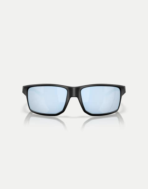 Oakley – Gibston XL – Rechteckige, polarisierte Sonnenbrille in Mattschwarz mit verspiegelten blauen Gläsern - view 1
