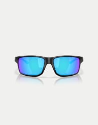Oakley Gibston xl rectangle sunglasses with blue mirrored lens in matte black