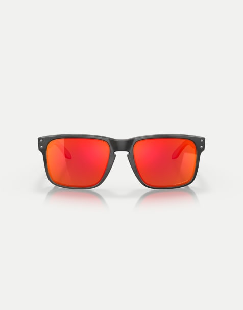 Oakley Holbrook™ black camo collection square sunglasses with orange mirrored lens in black camo - view 1