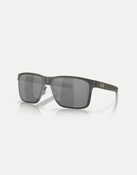 Oakley – Holbrook™ – Eckige, polarisierte Sonnenbrille aus Metall in mattem Stahlgrau mit schwarz verspiegelten Gläsern - view 1