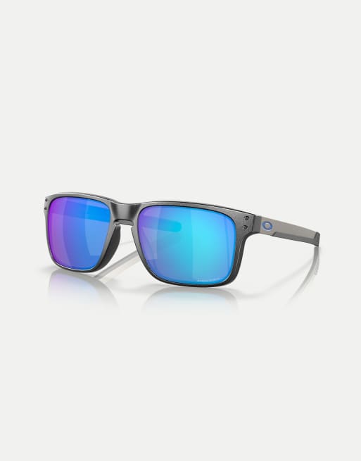 Oakley - Holbrook™ - Occhiali da sole squadrati color acciaio con lenti blu specchiate polarizzate, 2 di 3