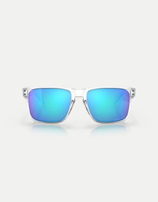 Oakley Holbrook xl square polarised sunglasses with blue mirrored lens in polished clear
