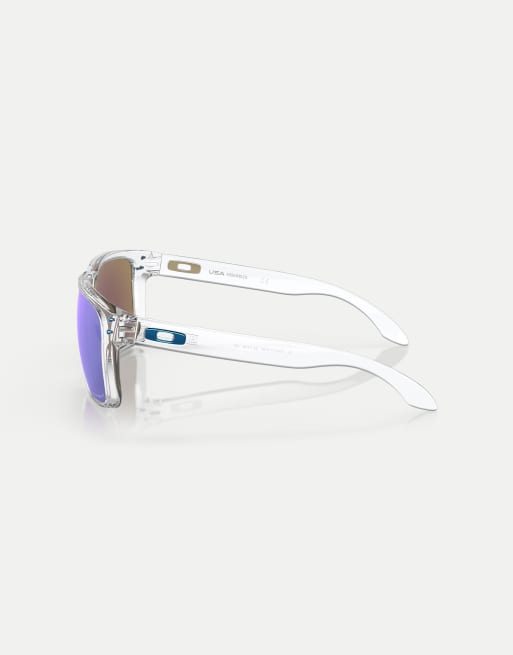 Oakley Holbrook™ xl square polarised sunglasses with blue mirrored lens in polished clear, 2 of 3